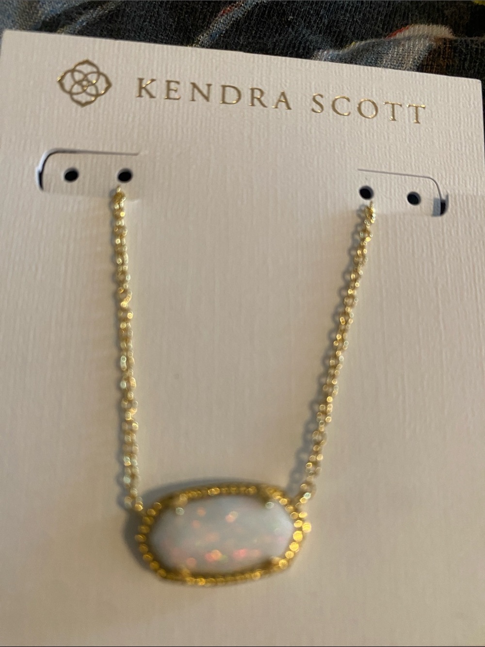 Kendra Scott Gold White Opal Bezel Necklace
